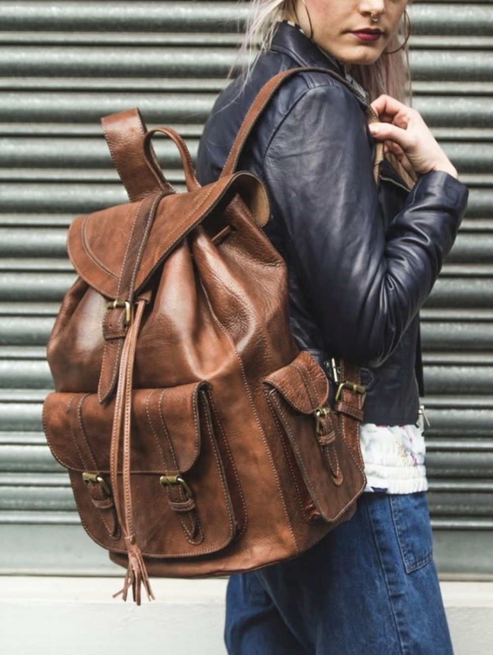 Vintage Handmade Genuine Leather Backpack